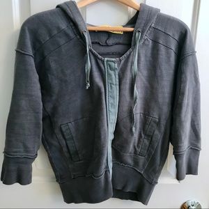 Distressed Free People Crop Hoodie